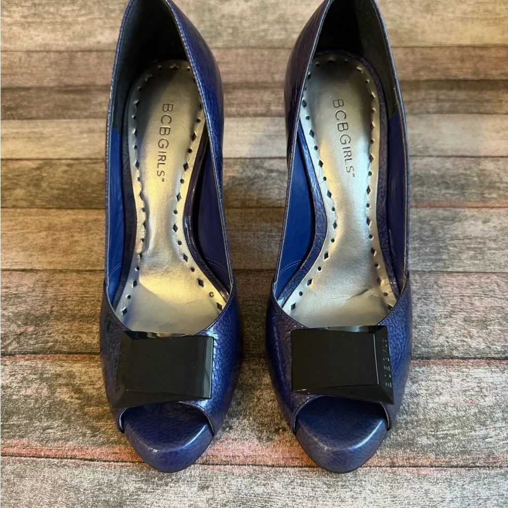 BCBGirls Shiny Blue Heels - Picture 2 of 7